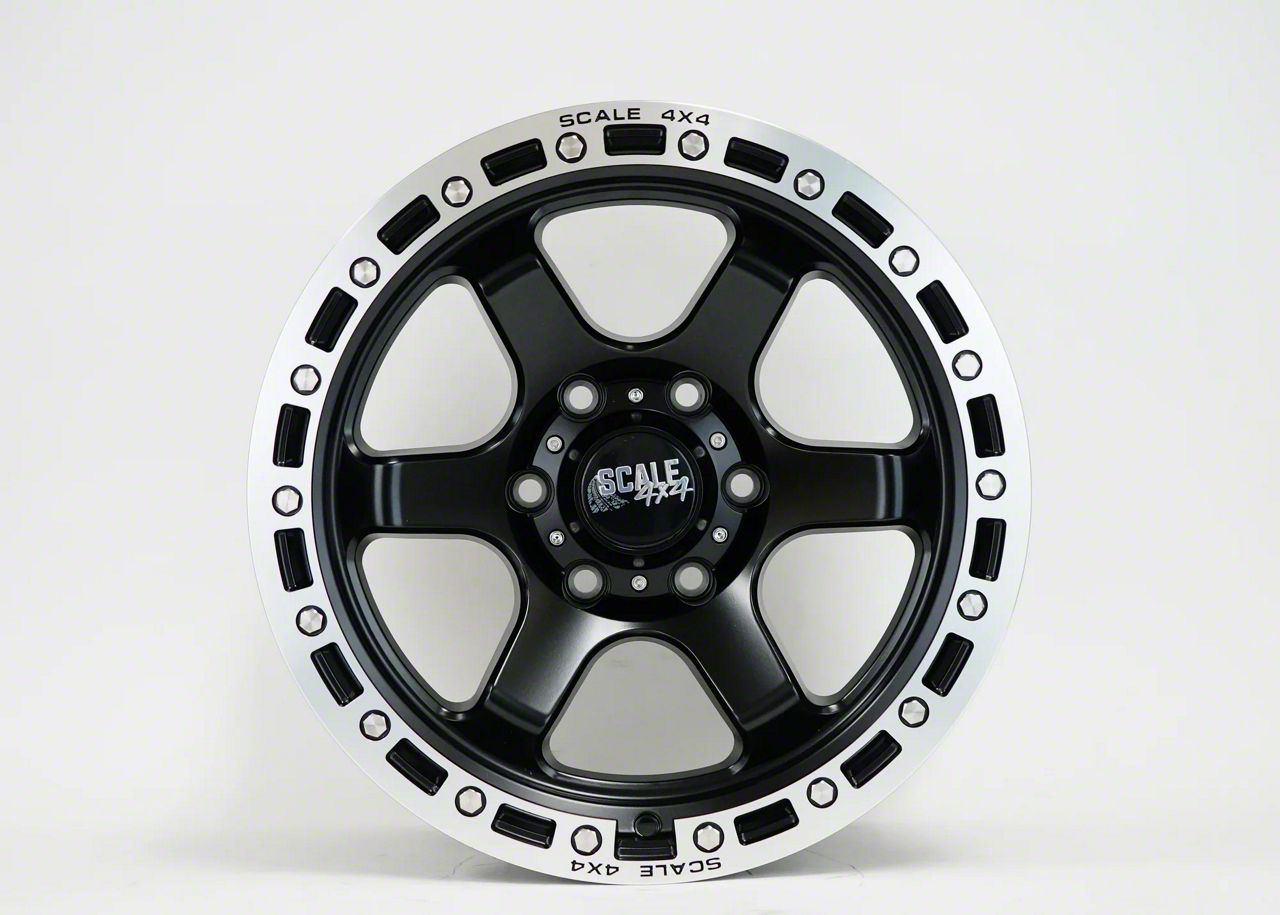 Scale 4x4 Wheels Tacoma S03 Matte Black with Machined Beadlock 6-Lug ...