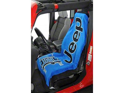Towel2Go Seat Cover with Jeep and Grille Logo; Blue (Universal; Some Adaptation May Be Required)