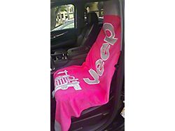 Towel2Go Seat Cover with Jeep and Grille Logo; Pink (Universal; Some Adaptation May Be Required)