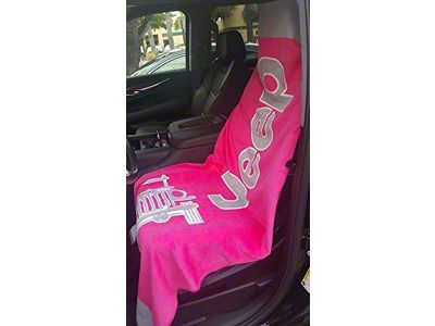 Towel2Go Seat Cover with Jeep and Grille Logo; Pink (Universal; Some Adaptation May Be Required)