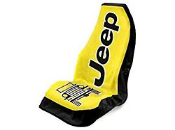 Towel2Go Seat Cover with Jeep and Grille Logo; Yellow (Universal; Some Adaptation May Be Required)