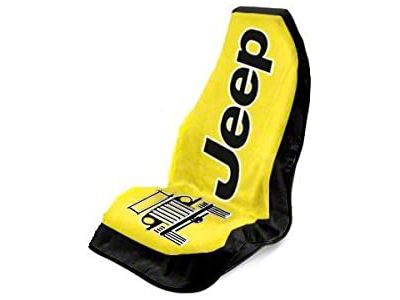 Towel2Go Seat Cover with Jeep and Grille Logo; Yellow (Universal; Some Adaptation May Be Required)