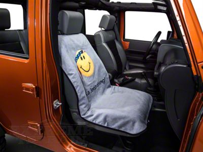 Seat Cover with Jeep Smiley Face; Gray (Universal; Some Adaptation May Be Required)