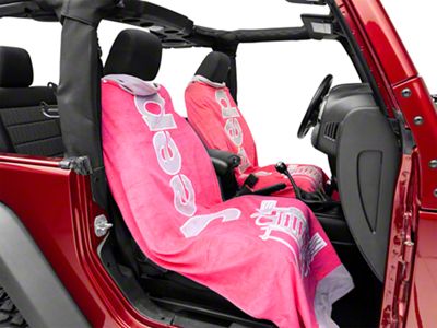 Towel2Go Seat Cover with Jeep and Grille Logo; Pink (Universal; Some Adaptation May Be Required)