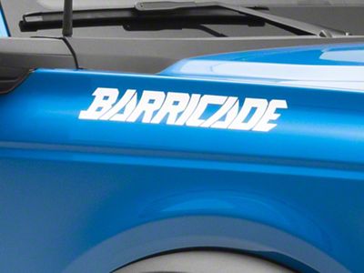 SEC10 Barricade Standard Decal; White (Universal; Some Adaptation May Be Required)