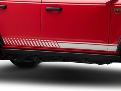 SEC10 Dashed Rocker Stripes; Silver (21-25 Bronco)