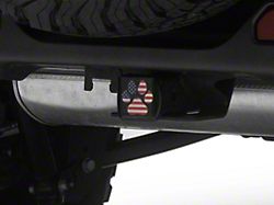 SEC10 Dog Paw Flag Hitch Cover Decal; RWB (Universal; Some Adaptation May Be Required)