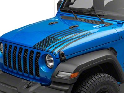 SEC10 Half Hood Flag Decal; Matte Black (20-25 Jeep Gladiator JT)