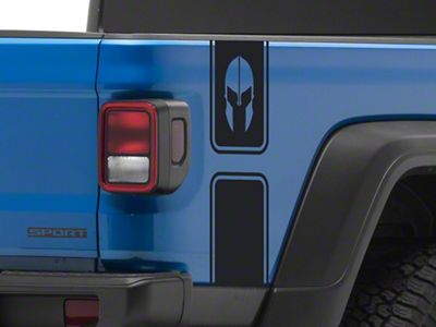 SEC10 Helmet Vertical Side Bed Graphics; Matte Black (20-25 Jeep Gladiator JT)