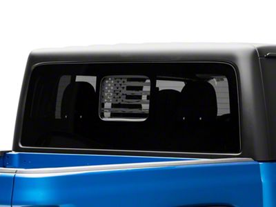 SEC10 Middle Window Distressed American Flag Decal; Matte Black (20-25 Jeep Gladiator JT)