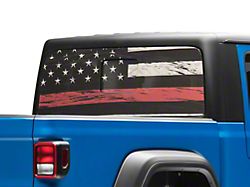 SEC10 Perforated Real Flag Rear Window Decal; Red Line (20-25 Jeep Gladiator JT)