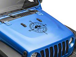 SEC10 Pirate Compass Hood Decal; Gloss Black (Universal; Some Adaptation May Be Required)