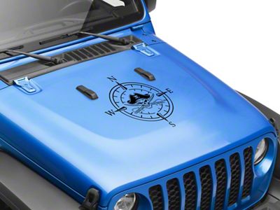 SEC10 Pirate Compass Hood Decal; Gloss Black (Universal; Some Adaptation May Be Required)