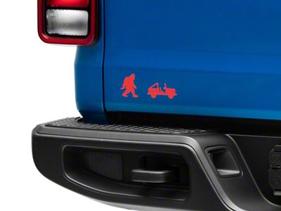 SEC10 Sasquach and Vehicle Silhouette Decal; Red (Universal; Some Adaptation May Be Required)