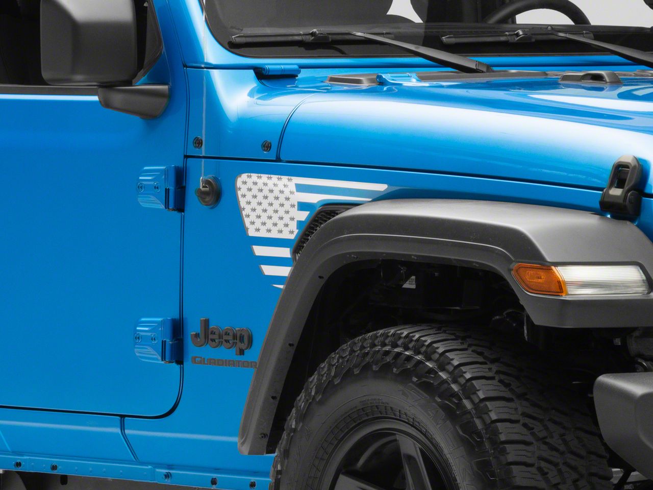 SEC10 Jeep Gladiator Side Accent Flag Decal; Silver J165756