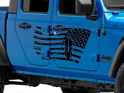 SEC10 Side Flag with Helmet Decal; Gloss Black (20-25 Jeep Gladiator JT)