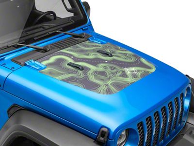 SEC10 Topographical Hood Decal; Green (20-25 Jeep Gladiator JT, Excluding Mojave)