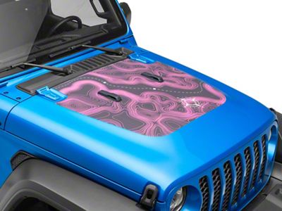 SEC10 Topographical Hood Decal; Pink (20-25 Jeep Gladiator JT, Excluding Mojave)