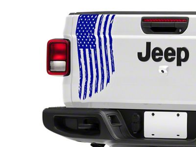SEC10 Vertical Tailgate Distressed Flag Decal; Blue (20-25 Jeep Gladiator JT)
