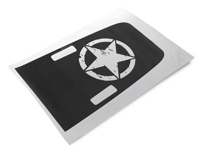 SEC10 Freedom Star Large Hood Decal; Gloss Black (18-25 Jeep Wrangler JL Rubicon)