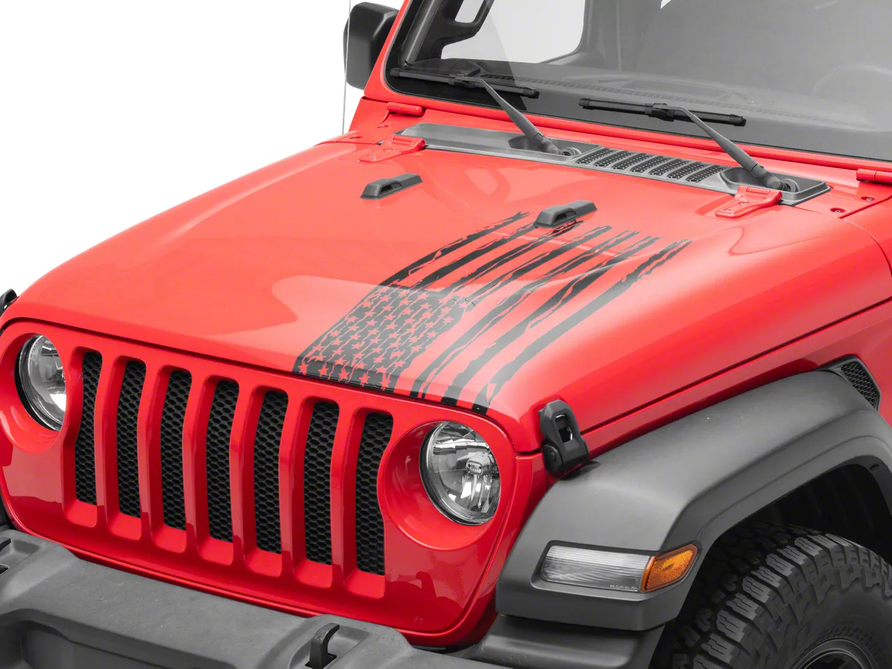 SEC10 Jeep Wrangler Barricade Hood Decal; Matte Black