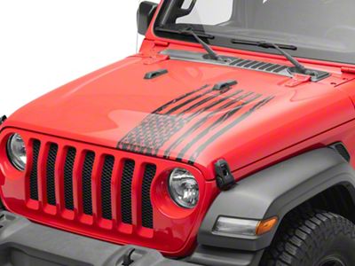 SEC10 Half Hood Flag Decal; Gloss Black (18-25 Jeep Wrangler JL)