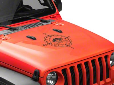 SEC10 Pirate Compass Hood Decal; Matte Black (Universal; Some Adaptation May Be Required)