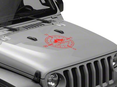 SEC10 Pirate Compass Hood Decal; Red (Universal; Some Adaptation May Be Required)