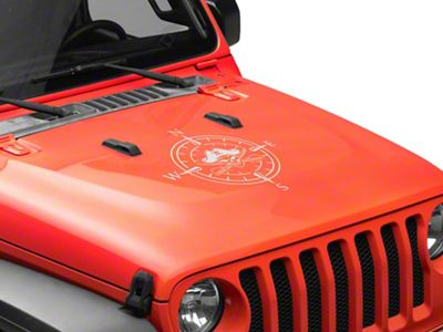 SEC10 Pirate Compass Hood Decal; Silver (Universal; Some Adaptation May Be Required)