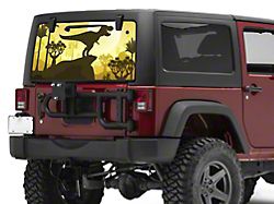 SEC10 Rear Window Printed Decal; Autumn T-Rex (07-18 Jeep Wrangler JK)