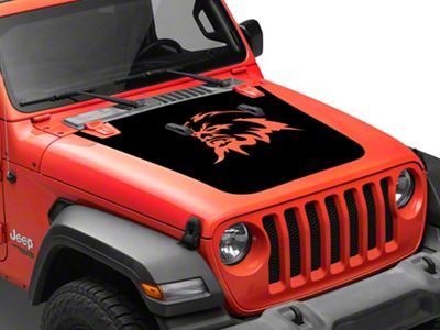 SEC10 Sasquatch Hood Decal; Gloss Black (07-18 Jeep Wrangler JK)