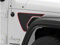 SEC10 Short Side Accent Decal; Black/Red Carbon Fiber (18-25 Jeep Wrangler JL)