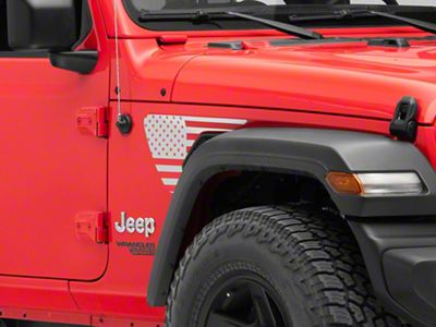 SEC10 Side Accent Flag Decal; Silver (18-25 Jeep Wrangler JL)