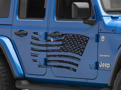 SEC10 Side Flag Decal; Gloss Black (07-25 Jeep Wrangler JK & JL 4-Door)