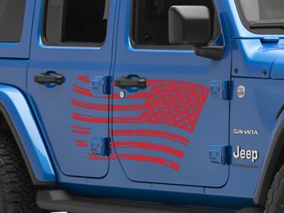 SEC10 Side Flag Decal; Red (07-25 Jeep Wrangler JK & JL 4-Door)