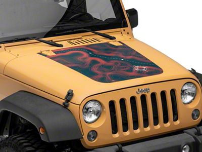 SEC10 Topographical Hood Decal; Red (07-18 Jeep Wrangler JK)