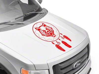 SEC10 Dream Catcher Wolf Hood Decal; Red (Universal; Some Adaptation May Be Required)