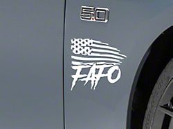 SEC10 FAFO Small Flag Decal; White (Universal; Some Adaptation May Be Required)