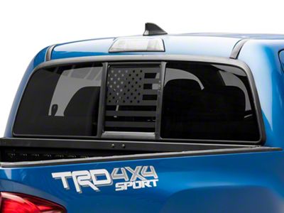 SEC10 Middle Window American Flag Decal; Matte Black (05-25 Tacoma)