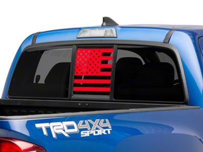 SEC10 Middle Window American Flag Decal; Red (05-25 Tacoma)