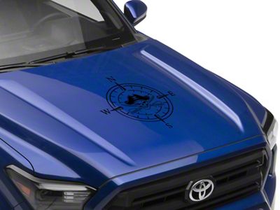 SEC10 Pirate Compass Hood Decal; Gloss Black (Universal; Some Adaptation May Be Required)