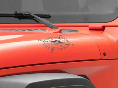 SEC10 Pirate Compass Hood Decal; White (Universal; Some Adaptation May Be Required)