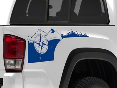 SEC10 Rear Bed Compass Decal; Blue (05-25 Tacoma)