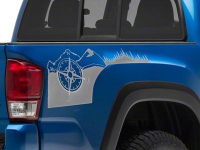 SEC10 Rear Bed Compass Decal; Silver (05-25 Tacoma)