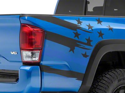 SEC10 Rear Bed Flag Decal; Blue Line (16-23 Tacoma)