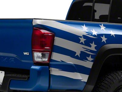 SEC10 Rear Bed Flag Decal; Silver (16-23 Tacoma)