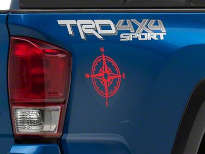 SEC10 Small Compass Decals; Red (05-25 Tacoma)