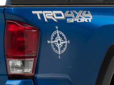 SEC10 Small Compass Decals; Silver (05-25 Tacoma)