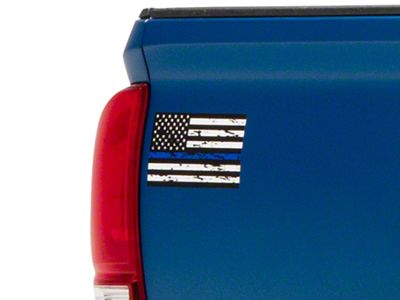 SEC10 Small Distressed Flag Decals; Blue Line (Universal; Some Adaptation May Be Required)