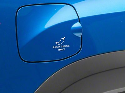SEC10 TACO Sauce Only Fuel Door Decal; White (05-25 Tacoma)